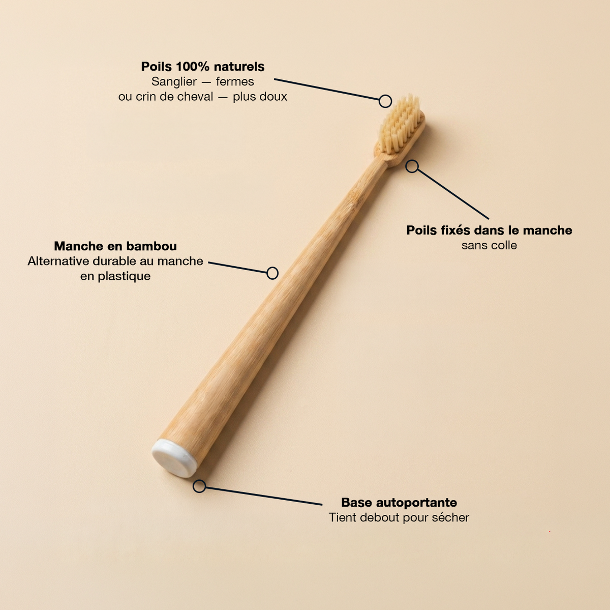 Votre brosse en bambou a encore des poils en plastique. Celle-ci non.