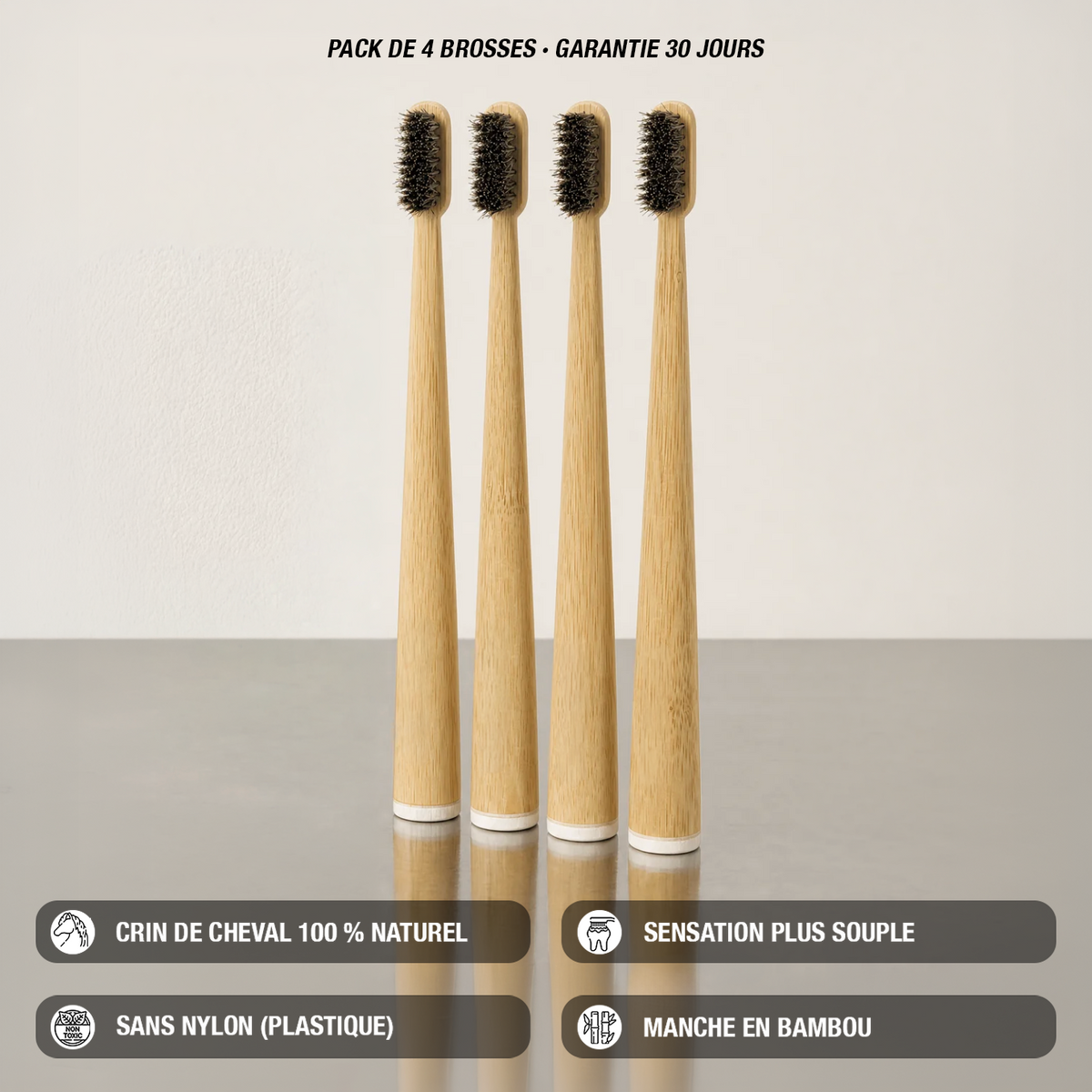 Votre brosse en bambou a encore des poils en plastique. Celle-ci non.