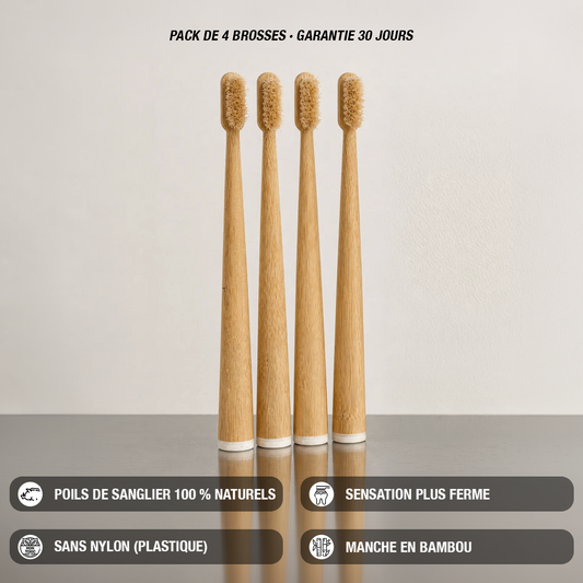 Votre brosse en bambou a encore des poils en plastique. Celle-ci non.